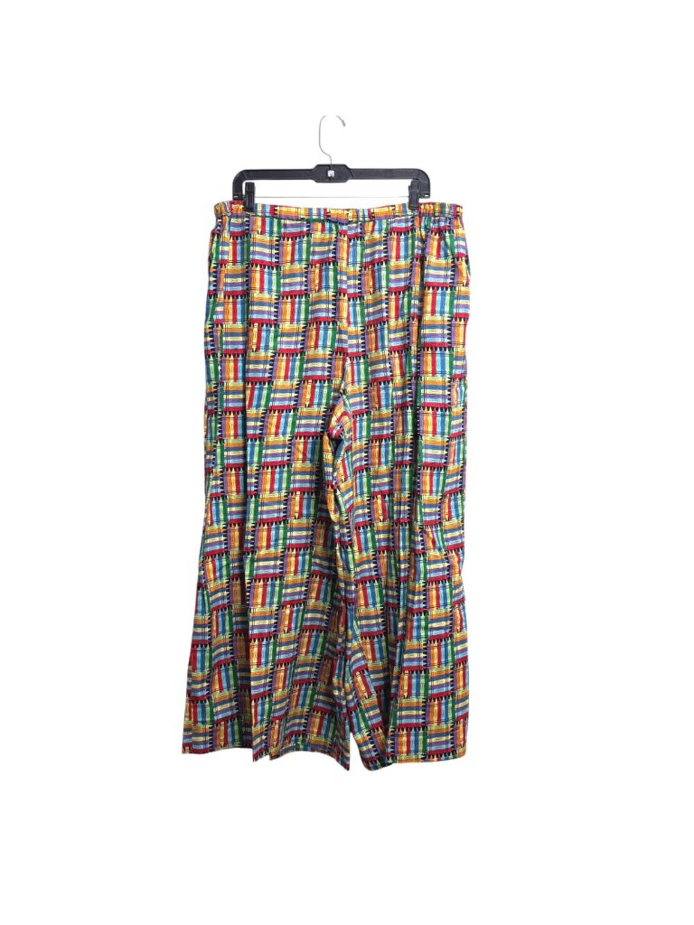 Crayon Print Wide Leg Pants 1X Elastic Waist Colorful Graphic Art Teacher